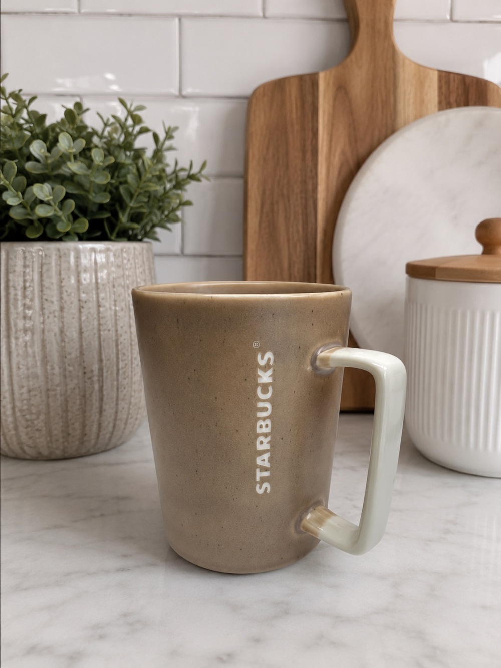Starbucks 2016 Khaki Tan Dip Dye Stoneware Mug New With Tag Collectible